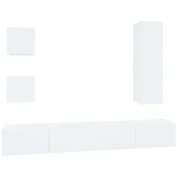 vidaXL 5-tlg. TV-Schrank-Set Weiß Holzwerkstoff