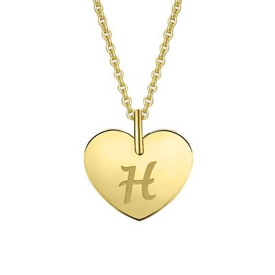 Kette mit Anhänger ONE ELEMENT "Herz mit Gravur H Buchstaben Anhänger aus 333 Gelbgold", gold, Halsketten, Damen, Gelbgold 333 Gold, Gelbgold 333, Gold, Herzanhänger – Ausdruck von Liebe, perfekt zum Verschenken