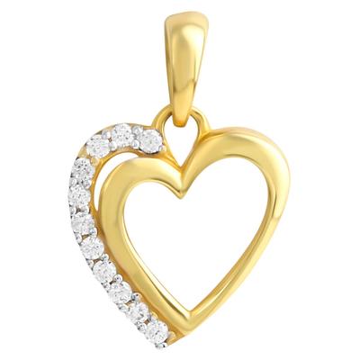 Herzanhänger FIRETTI "Schmuck Geschenk Gold 333 Herz", weiß (gelbgoldfarben, weißgoldfarben, kristallweiß, kristallweiß), Schmuckanhänger, Damen, Gelbgold 333, 1,16 g, mit Zirkonia (synth.)