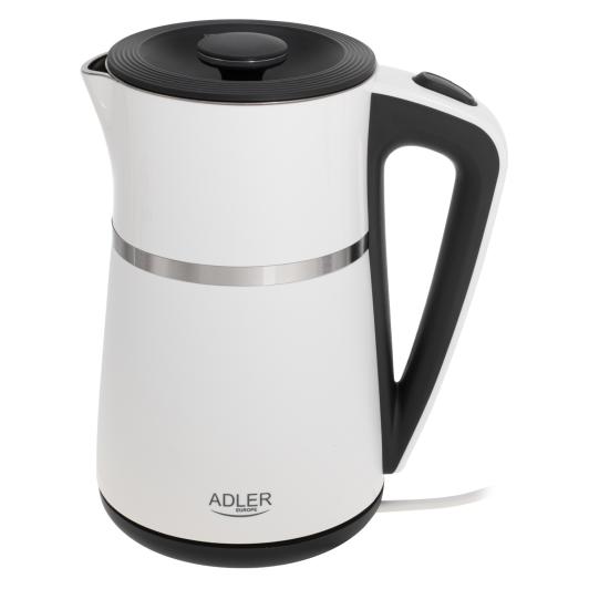 Adler Wasserkocher 1,7l weiss Doppelwand AD 1355W (1.70 l) (AD1355w)