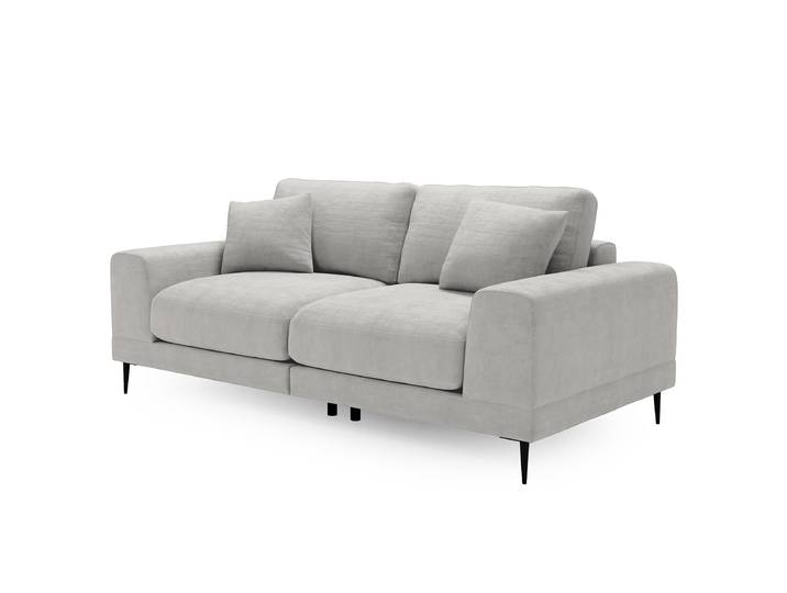 Canapé 3 places Kelson Gris/Argenté Velours Blonda 243 x 92 x 103cm Moderne