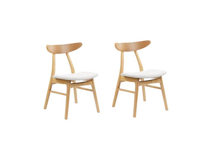 BELIANI Esszimmerstuhl 2er Set Hellbraun Holz mit Polsterung Hellgrau Stoff Retro Skandinavisch Möbel Küche Wohnküche Wohnzimmer Ausstattung Sitzmöbel