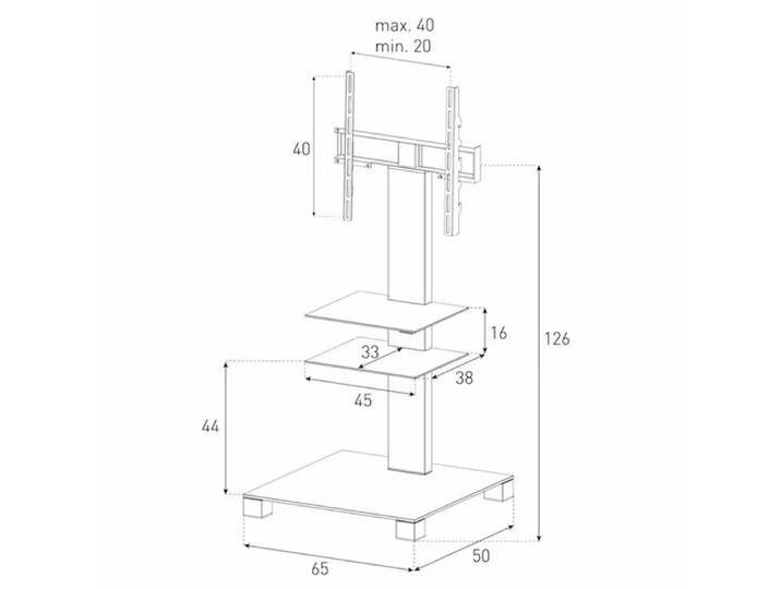 Balcar PL2525-C-INX Möbel PL2525 Klarglas Alu – TV Möbel – metallic