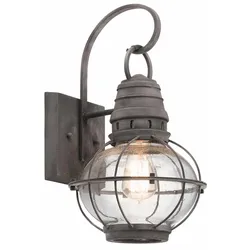 Außenleuchte Wandlampe Laterne Stahl Glas Verwittertes Zink H 40,5 cm IP44