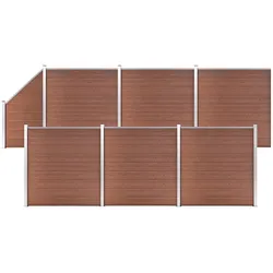 vidaXL WPC Zaun-Set 6 Quadrate + 1 Schräge 1138x186 cm Braun