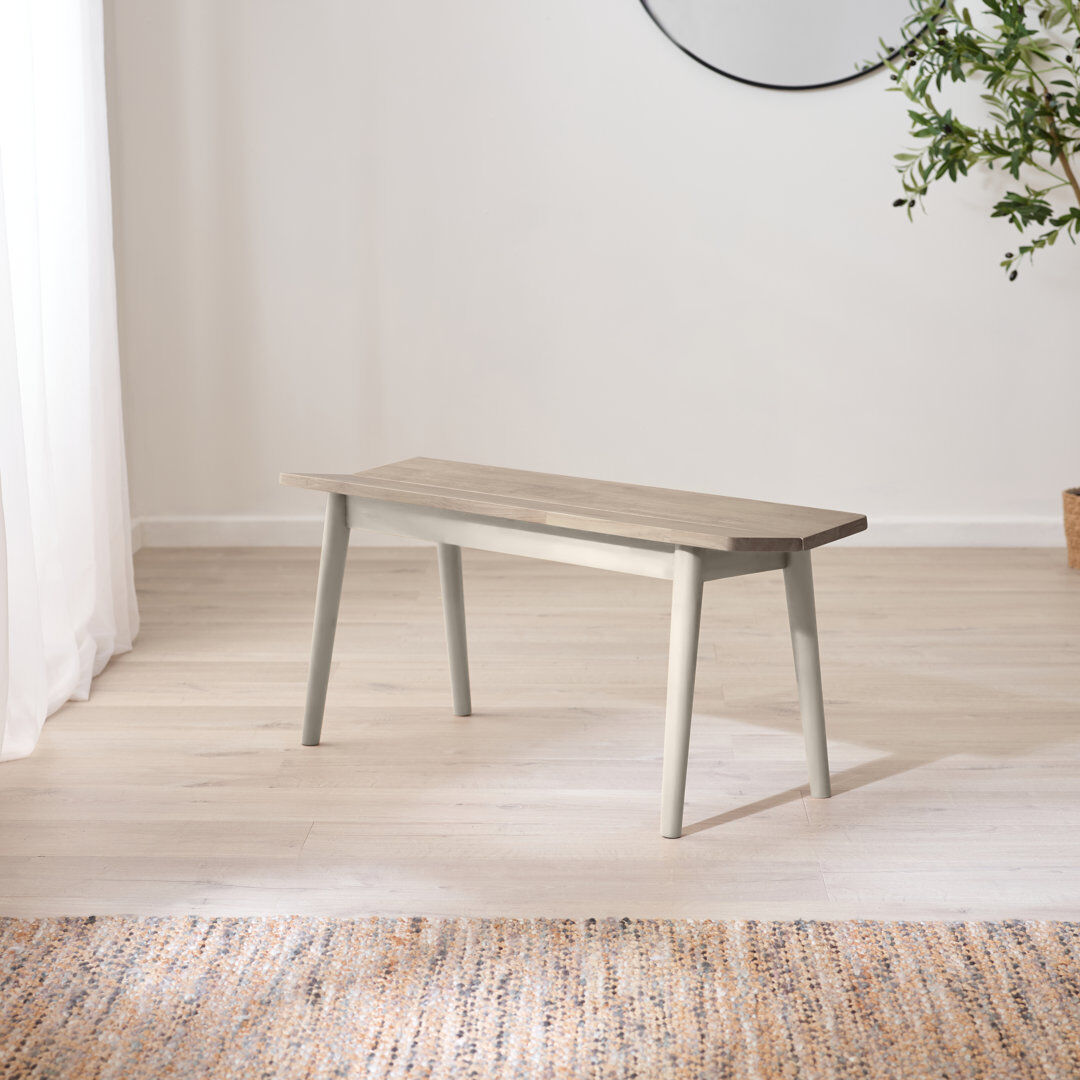 Alpen Home Aoibheann Solid Wood Bench - Traditional Rustic Farmhouse Kitchen Style Whitewash 43cm H x 95cm W x 30cm D