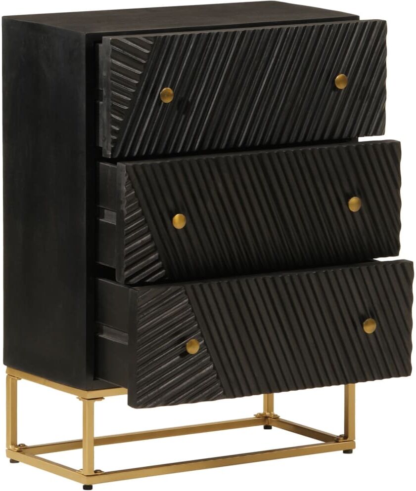 vidaXL Commode noir 55x30x76 cm bois massif de manguier et fer