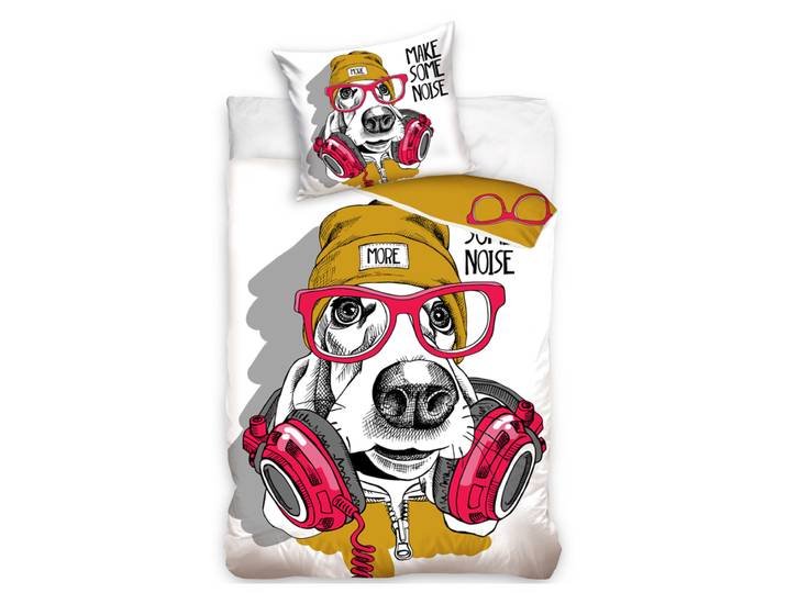Bedlex Dekbedovertrek Make Some Noise 140 X 200 cm - 70 x 90 cm - Katoen