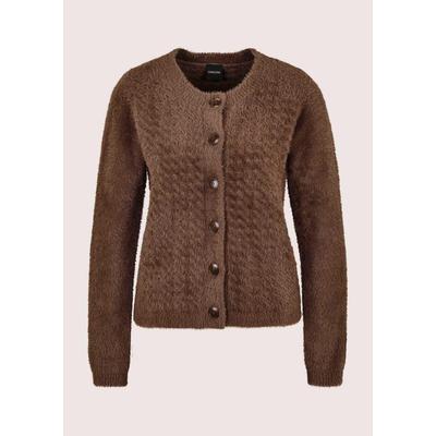 Strickjacke MADELEINE "Strickjacke Flauschige Strickjacke mit Wabenmuster", Damen, Gr. 44/46, braun (trüffelbraun), Modern, regular fit, Strickjacken Strickjacke