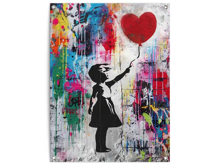 Poster REINDERS Balloon Girl Grafitti , bunt (farbe bild(er): mehrfarbig), B:60cm H:80cm T:0,1cm, Bilder, Poster, Garten - Mehrfarbig - Leinwand - Kunst - 60x80 cm