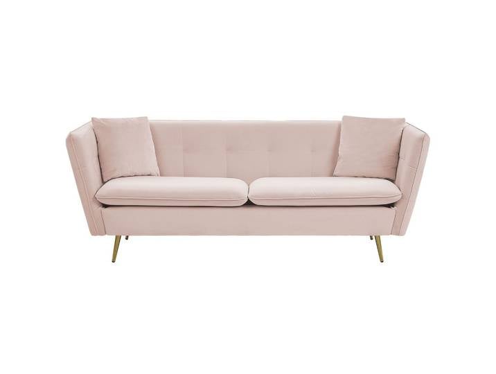 3-SITZER-SOFA Samtstoff Pastellrosa Frederica