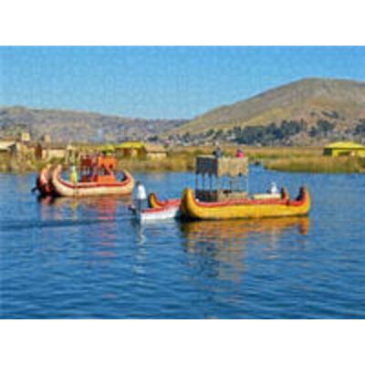 CALVENDO Puzzle Auf schwimmenden Schilfinseln leben die Nachfahren der Urus und führen deren Traditionen fort | 1000 Teile Lege-Größe 64x48cm Foto-Puz