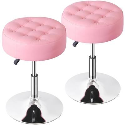 Multicon Wholesale Hub Pink Swivel Vanity Stool, Adjustable PU Leather Makeup Chair, Comfortable Ottoman For Bedroom, Modern Design Pink Swivel Vanity Stool, Adjustable PU Leather Makeup Chair, Comfortable Ottoman For Bedroom, Modern Design