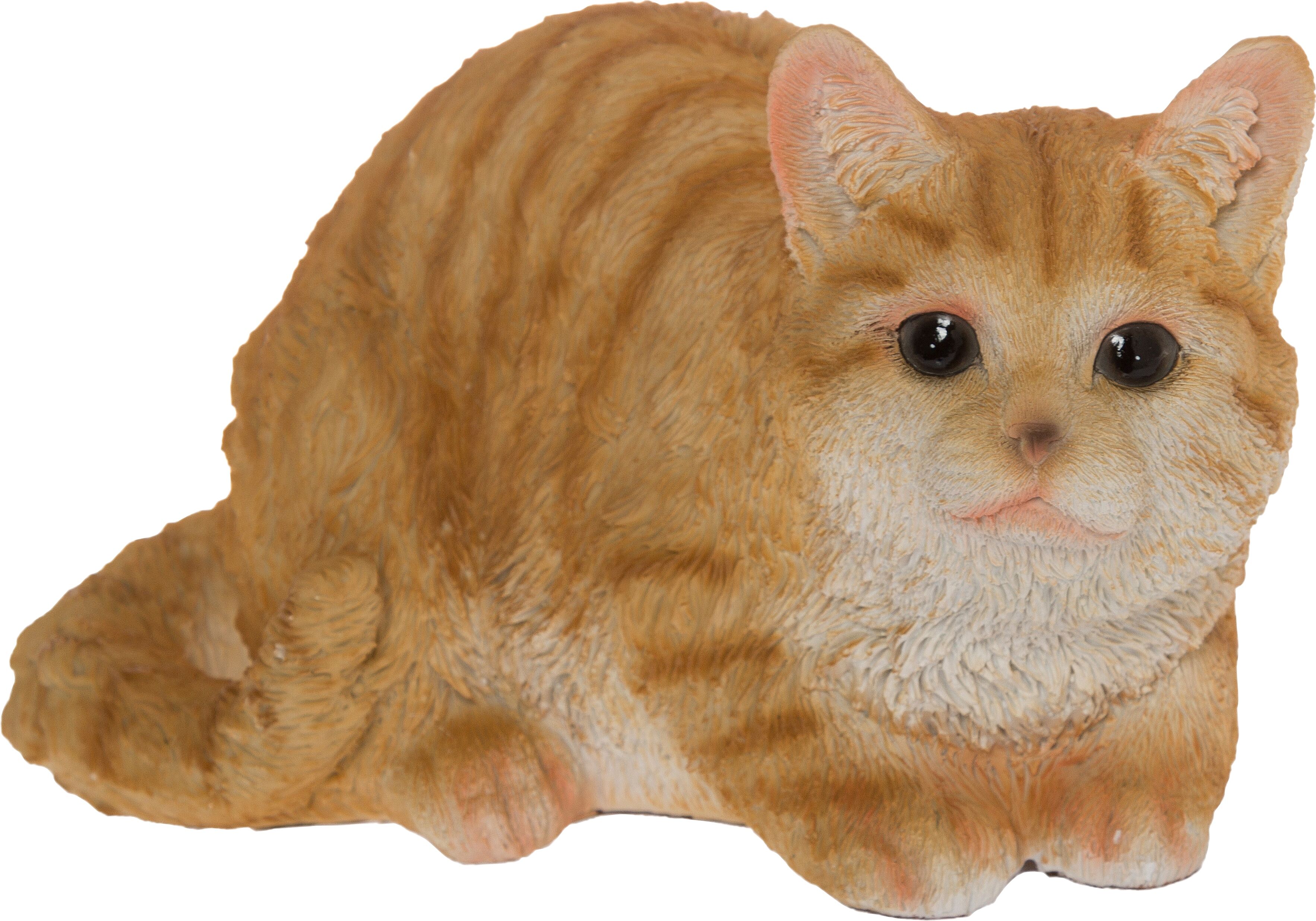 Dekofigur "Katze", gelb (gelb, weiß), B:32cm H:20,5cm T:17cm, Polyresin (Kunststein), MYFLAIR MÖBEL & ACCESSOIRES, Dekofiguren, Dekofigur, gelb/weiß getigert, Wohnzimmer