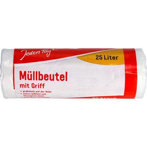 JedenTag Müllbeutel 25 Liter, mit Tragegriffen, transparent, 30 Stück