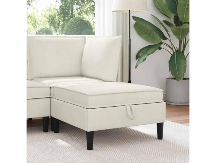 ZQQLVOO Samt Fußhocker mit Stauraum Creme Stabiler Sperrholzrahmen, Schaumstoffkissen, Abnehmbarer Bezug, Modernes Design für Wohnzimmer
