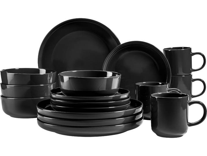 Kombiservice GOODPRODUCT Kaarre , schwarz, Steinzeug, Geschirr-Sets, Kombiservice, 16 Teile, Geschirrset für 4 Personen