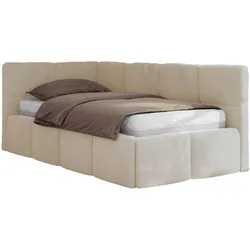 JUGENDBETT ARVO 90/200 - Creme Plüsch - Foam-Matratze - Links Seite