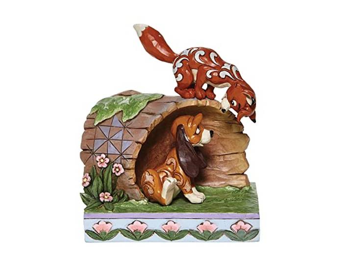 Disney Traditions Vos en hond op logboek beeldje, veelkleurig, S, 6008077