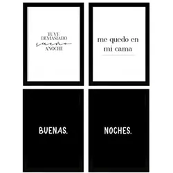 POSTER Set mit 4 Nacht TypografieStil A4 Schwarzer Rahmen