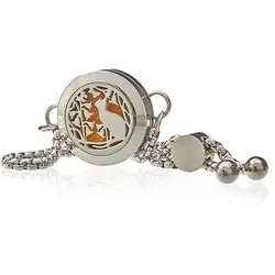 Aromatherapy Jewellery Chain Bracelet - Cat & Flowers - 20mm