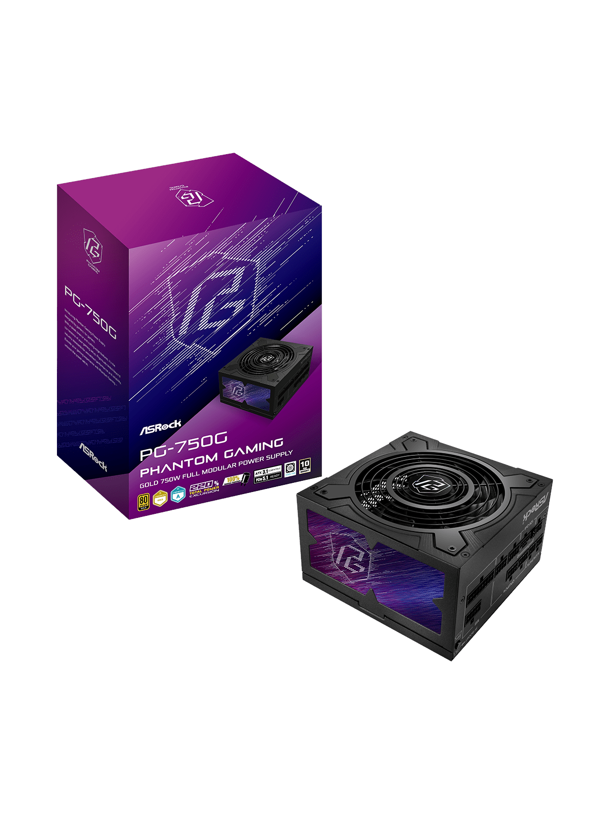 ASRock PG-750G Netzteile - 750 Watt - 135 mm - ATX 3.1 - 80 Plus Gold zertifiziert