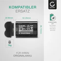 Subtel Akku für FujiFilm X-T5, X-S20, Fuji X-T4, GFX 50S II, GFX100, X-H2S, X-H2 (Kamera Akku), Kamera Stromversorgung, Schwarz