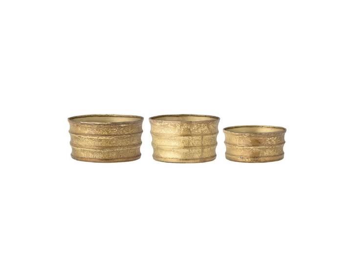 Übertöpfe Aureo – Rustikaler Goldlook aus Metall (3er-Set) - Gold - Luxusbetten24