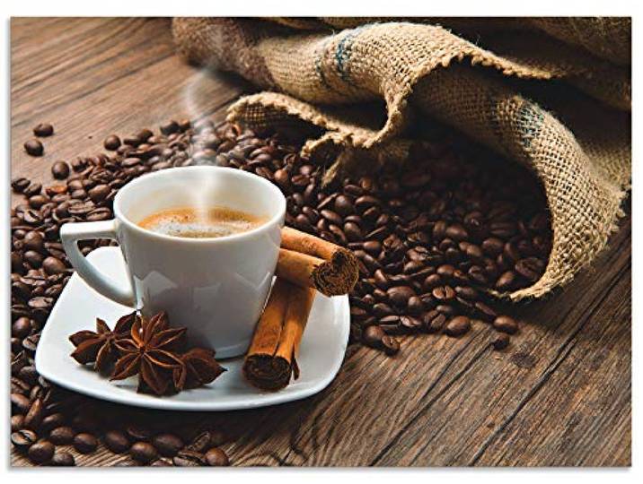 ARTland Spritzschutz Küchenrückwand aus Alu für Küche Herd Spüle 90x65 cm (BxH) mit Motiv Getränke Kaffee Coffee Cafe Bistro Kaffeebohnen Dunkel S6BQ