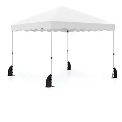 COSTWAY Pavillon 3x3m, Faltpavillon mit Rolltasche, 4 Seile, 4 Sandsäcke, 8 Heringe, wasserdicht winterfest weiß