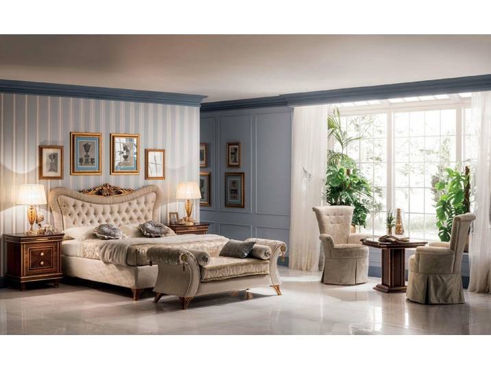 JVmoebel Bett Beige Barock-Rokoko Bett mit kunstvollen Schnitzereien und Stauraum (1-tlg), Made in Europa