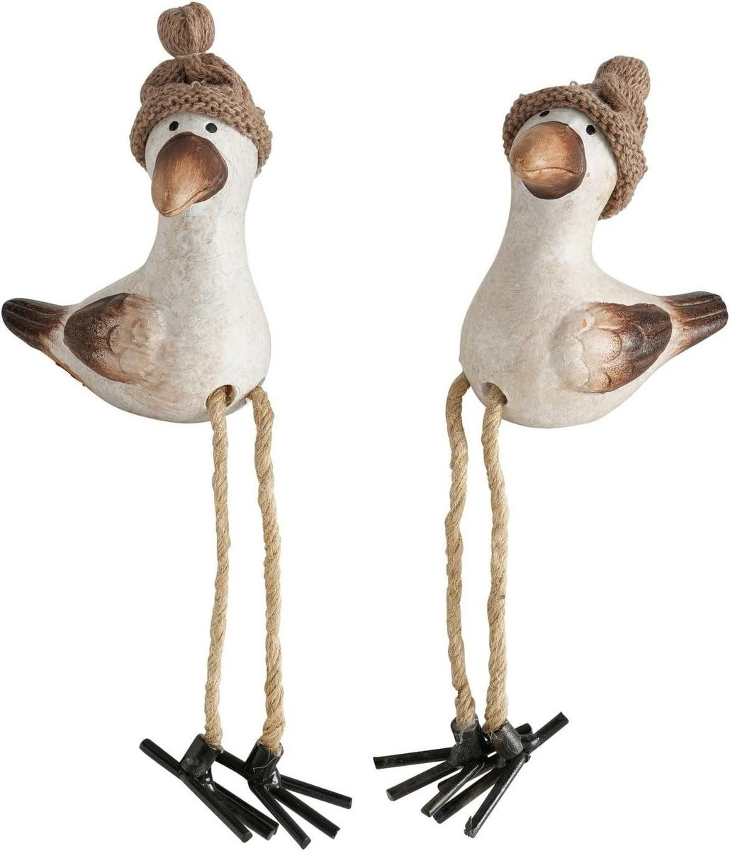 Set van 2 Maritieme Keramiek Decoratie Beeldjes Zeesfeer Vogels Roodbruin