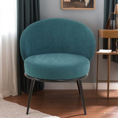 "27.36"" Velvet Round Accent Armchair with Metal Legs and Barrel Design and Dense Foam Padding"