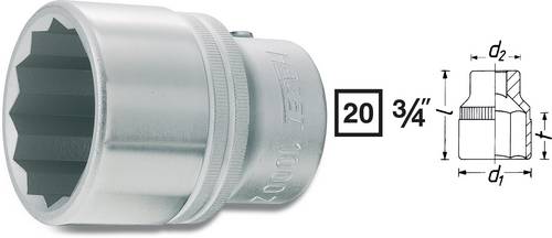 Hazet 1000AZ-2 Außen-Sechskant Steckschlüsseleinsatz 2" 3/4" (20 mm)