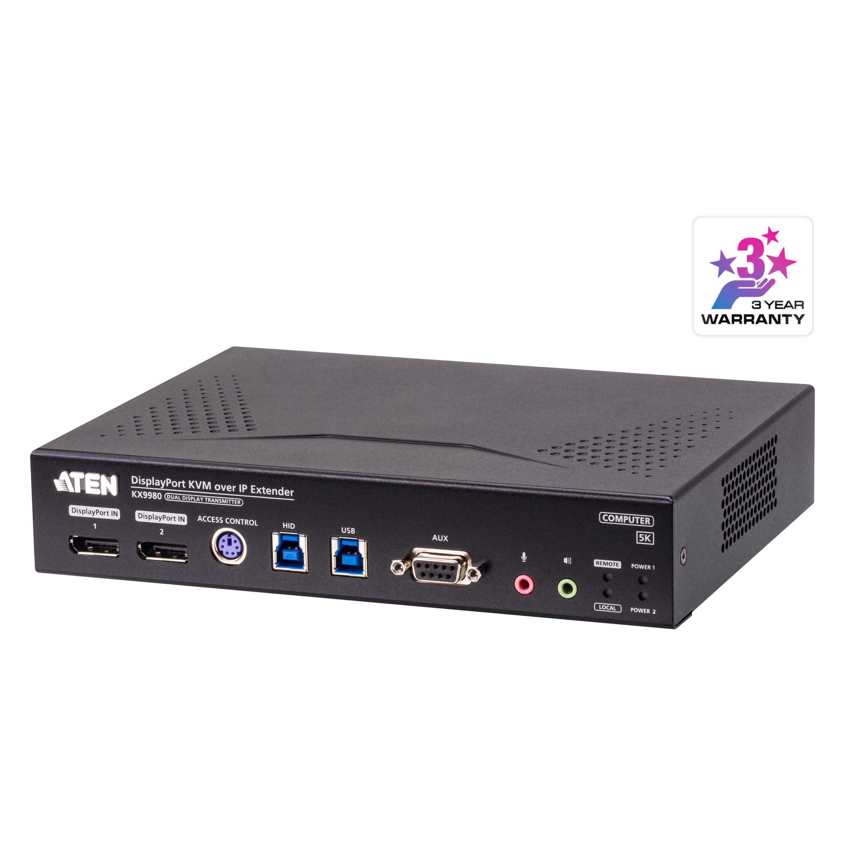 Aten KX9980T 5K DisplayPprt Dual Display KVM over IP Sender (KX9980T-AX-G)