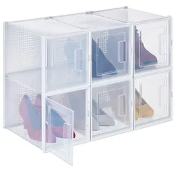 Relaxdays 6er Set Schuhboxen für High Heels Weiß,Transparent