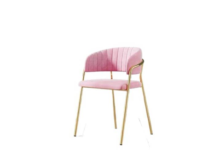 OUTIFUOTPP Luxuriöser Stuhl mit goldfarbener Eisen-Rückenlehne for Hotelsalon, Nagel-Spa, Empfangs-Esszimmer(1)