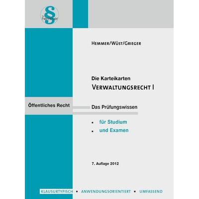 Verwaltungsrecht 1. Karteikarten, Sonstige von Achim Wüst,Karl E. Hemmer, Hemmer/Wüst, 978-3-89634-958-3
