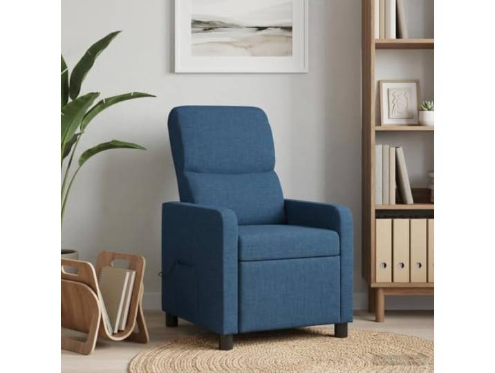 Massage Relaxsessel Blau Polyester mit Fernbedienung Verstellbare Neigung 115°-160°,kabellose Fernbedienung,Schaum-Faser-Füllung,leicht zu reinigen