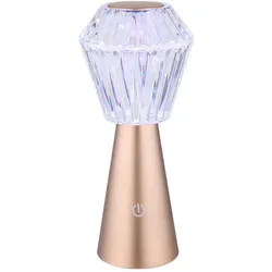 Tischlampe Beistellleuchte Dekolampe RGB LED Kristall USB Touch Akku champagner