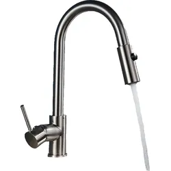 KLARWERK® Paul | ausziehbare Niederdruck Armatur Silber gebürstet | Edelstahl Wasserhahn Küche | U-Auslauf Mischer 360° drehbar | Boiler 3 Anschlüsse