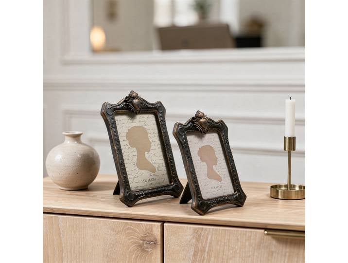 Lot de 2 cadres rectangulaires à poser contour charbon mat et dor