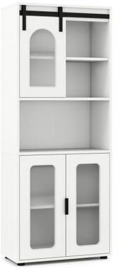 Costway Farmhouse Bathroom Floor Cabinet with Sliding Barn Door-White