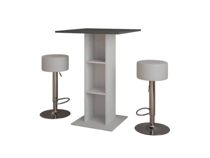 Vicco Bartisch-Set Repose , Anthrazit/Weiß 75 x 75 cm mit 2 Barhockern, zur Verwendung als Stehtisch mit höhenverstellbaren Einlegeböden