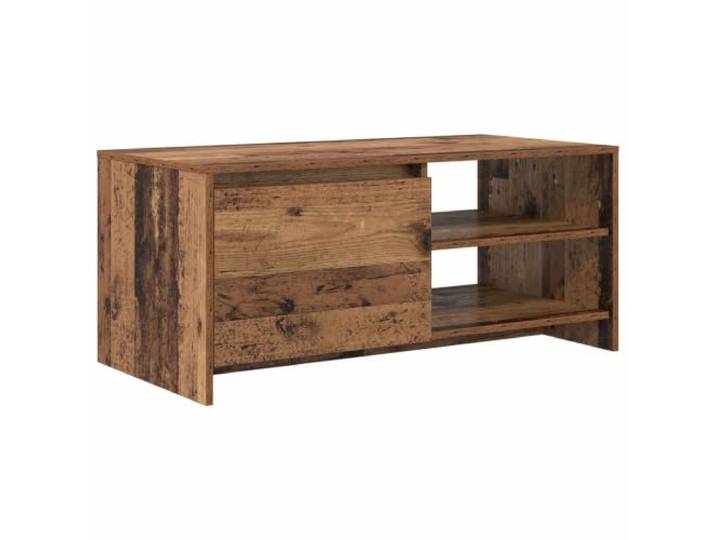 Couchtisch Altholz 102 x 50 x 45 cm Engineering Holz Schwimmendes Design, Drehtür, wasserdicht, Regale, Wohnzimmer, kleine Wohnungen