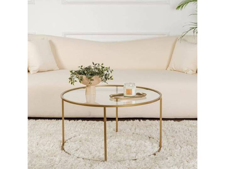 Dmora Couchtisch Guidi 80x80x43 cm Gold Rundform