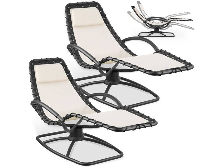 Gartenliege Toulon, ergonomisch, Schwingfunktion - beige, 2er Set