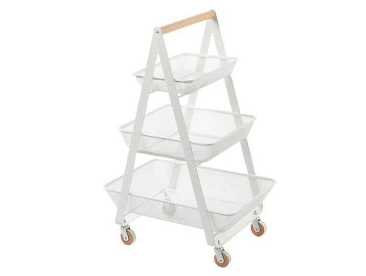 ROHCGHC Rollwagen, 3-stöckiger Aufbewahrungswagen Küche Bad Waschraum Büro schmale Plätze(/White)