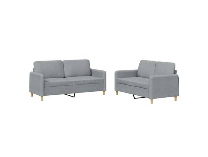 Todiikf 2-TLG. Sofagarnitur mit Kissen, Couch Set Hellgrau Stoff Bequemes Polstersofa Set mit dicken Kissen fuer Wohnzimmer und Lounge. Robuster Metallrahmen fuer hohe Stabilitaet.