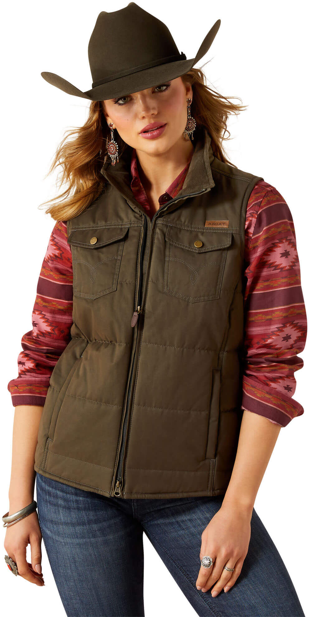 Women's Grizzly Quilted Vest in Earth, Size: 1X by Ariat